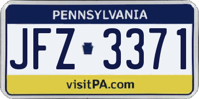 PA license plate JFZ3371