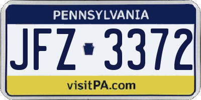 PA license plate JFZ3372