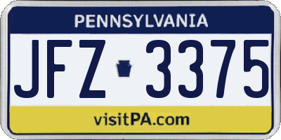 PA license plate JFZ3375