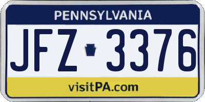 PA license plate JFZ3376