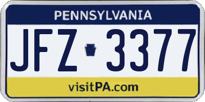 PA license plate JFZ3377