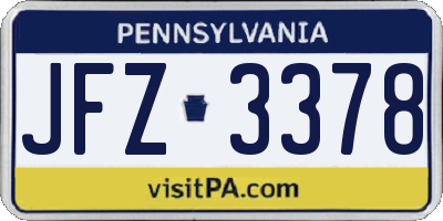 PA license plate JFZ3378