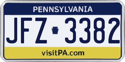 PA license plate JFZ3382