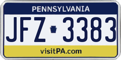 PA license plate JFZ3383