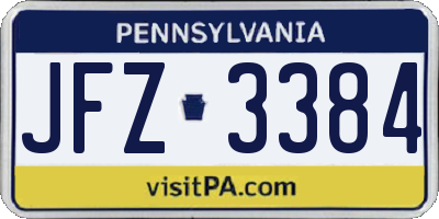 PA license plate JFZ3384