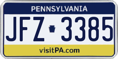 PA license plate JFZ3385