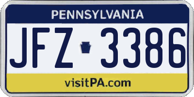 PA license plate JFZ3386