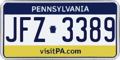 PA license plate JFZ3389