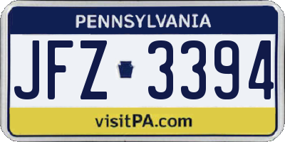PA license plate JFZ3394