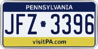 PA license plate JFZ3396