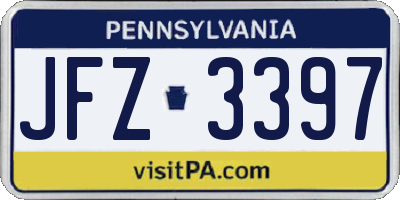 PA license plate JFZ3397
