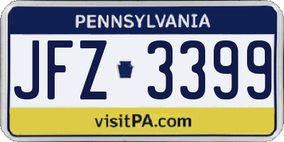 PA license plate JFZ3399
