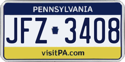 PA license plate JFZ3408