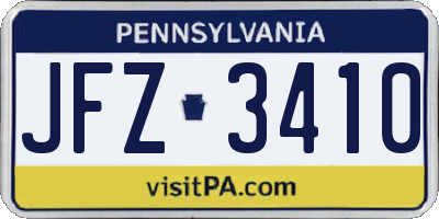 PA license plate JFZ3410