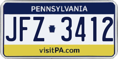 PA license plate JFZ3412