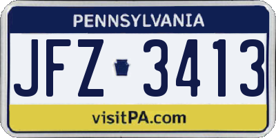 PA license plate JFZ3413