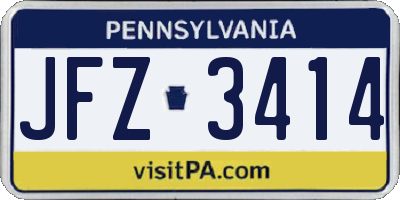 PA license plate JFZ3414