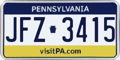 PA license plate JFZ3415