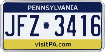 PA license plate JFZ3416