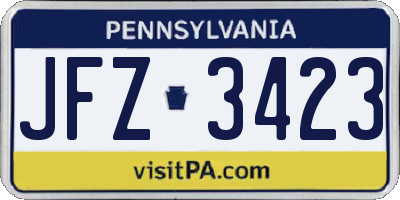 PA license plate JFZ3423