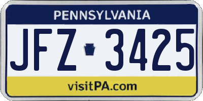 PA license plate JFZ3425