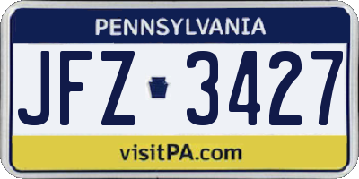 PA license plate JFZ3427