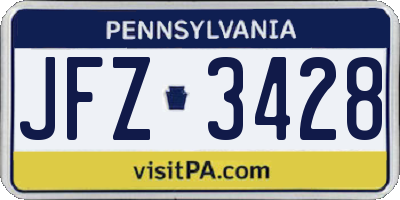 PA license plate JFZ3428