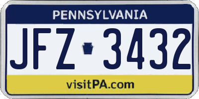 PA license plate JFZ3432