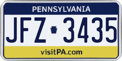 PA license plate JFZ3435