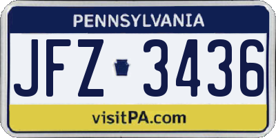 PA license plate JFZ3436