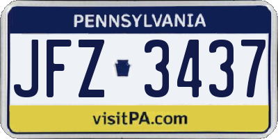 PA license plate JFZ3437