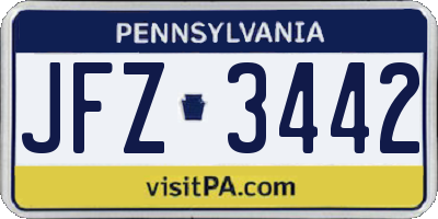 PA license plate JFZ3442