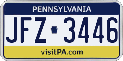 PA license plate JFZ3446