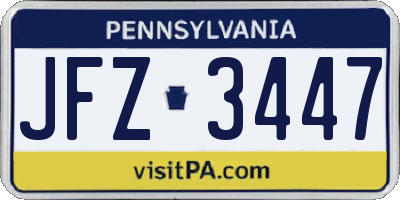 PA license plate JFZ3447