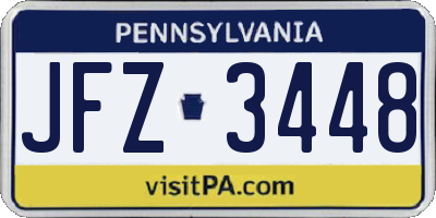 PA license plate JFZ3448