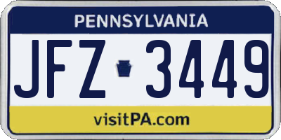PA license plate JFZ3449