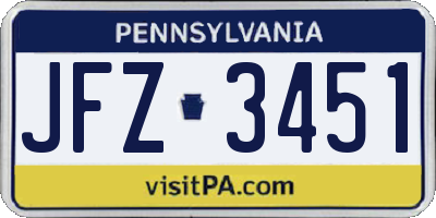 PA license plate JFZ3451