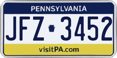 PA license plate JFZ3452