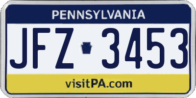 PA license plate JFZ3453