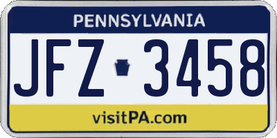 PA license plate JFZ3458