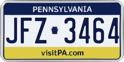 PA license plate JFZ3464