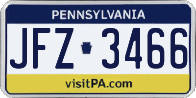 PA license plate JFZ3466