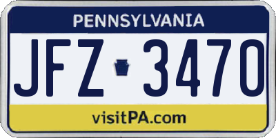 PA license plate JFZ3470