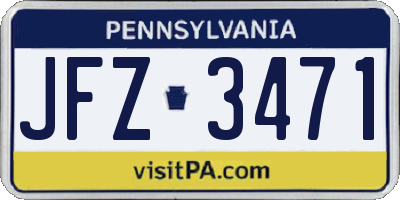 PA license plate JFZ3471