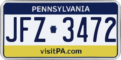 PA license plate JFZ3472