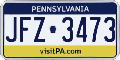 PA license plate JFZ3473
