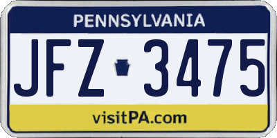 PA license plate JFZ3475