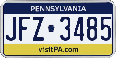 PA license plate JFZ3485