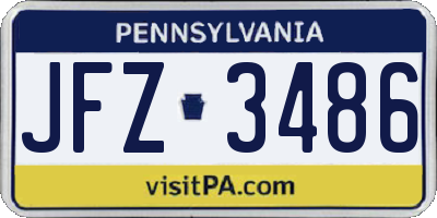 PA license plate JFZ3486
