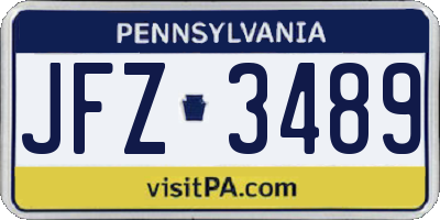 PA license plate JFZ3489
